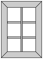 Six Lite Mitered Frame Glass Cabinet Door